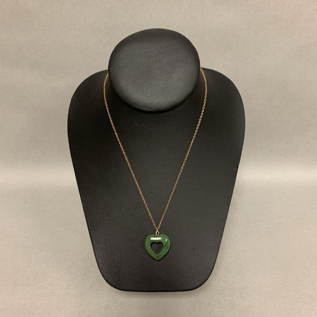 Jade Open Heart Pendant on 16