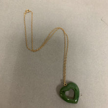 Load image into Gallery viewer, Jade Open Heart Pendant on 16&quot; Gold Filled Chain
