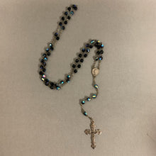 Load image into Gallery viewer, Vintage Black Aurora Borealis Crystal Beaded Rosary (26&quot; w/ 6&quot; Drop)
