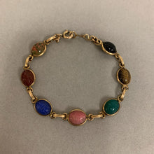 Load image into Gallery viewer, Vintage Gold Filled Carved Gemstone Scarab Bracelet (7.5&quot;)
