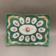 Load image into Gallery viewer, Green &amp; White Floral Porcelain Serving Tray (12x8)
