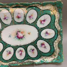 Load image into Gallery viewer, Green &amp; White Floral Porcelain Serving Tray (12x8)
