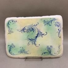 Load image into Gallery viewer, Green &amp; White Floral Porcelain Serving Tray (12x8)
