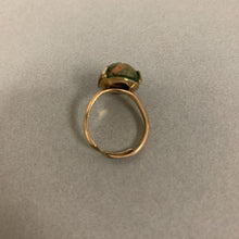 Load image into Gallery viewer, Vintage Gold Filled Carved Unakite Scarab Ring (Adjustable)
