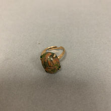 Load image into Gallery viewer, Vintage Gold Filled Carved Unakite Scarab Ring (Adjustable)
