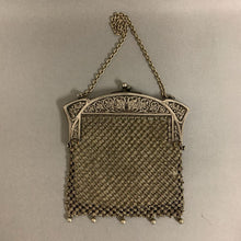 Load image into Gallery viewer, Antique German Silver Mesh Ornate Kisslock Evening Bag As-Is (6x6&quot;)
