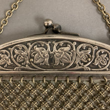 Load image into Gallery viewer, Antique German Silver Mesh Ornate Kisslock Evening Bag As-Is (6x6&quot;)
