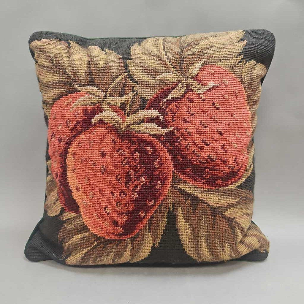 Strawberry Accent Pillow (As-Is; Zipper) (~14x14)