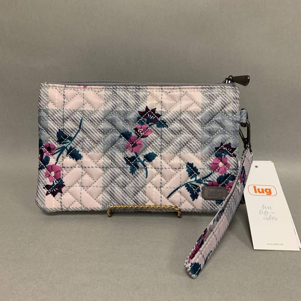 Lug Gray Floral Nylon Peekaboo Pouch Wristlet NWT (5x8