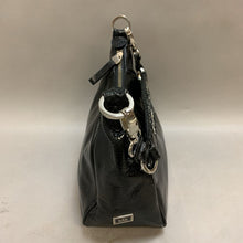 Load image into Gallery viewer, The Sak Black Crinkle Patent Shoulder Bag Purse (8x13x5&quot;)
