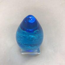 Load image into Gallery viewer, Blue Glass Art Bubble Egg Paperweight (3&quot;)
