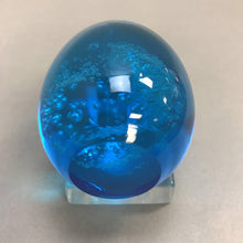 Load image into Gallery viewer, Blue Glass Art Bubble Egg Paperweight (3&quot;)
