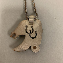 Load image into Gallery viewer, Artisan Stainless Steel Bronze Picasso Marble Topaz Horse Head Pendant on 20" Chain
