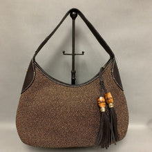 Load image into Gallery viewer, Talbots Woven Straw Faux Leather Detail Shoulder Bag Purse NWT (10x15x5&quot;)
