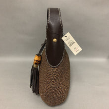 Load image into Gallery viewer, Talbots Woven Straw Faux Leather Detail Shoulder Bag Purse NWT (10x15x5&quot;)
