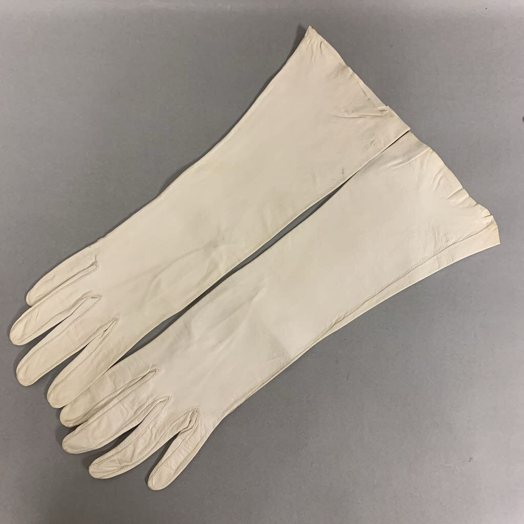 Vintage Aris Cream Leather Elbow Length Gloves (sz 7.5)