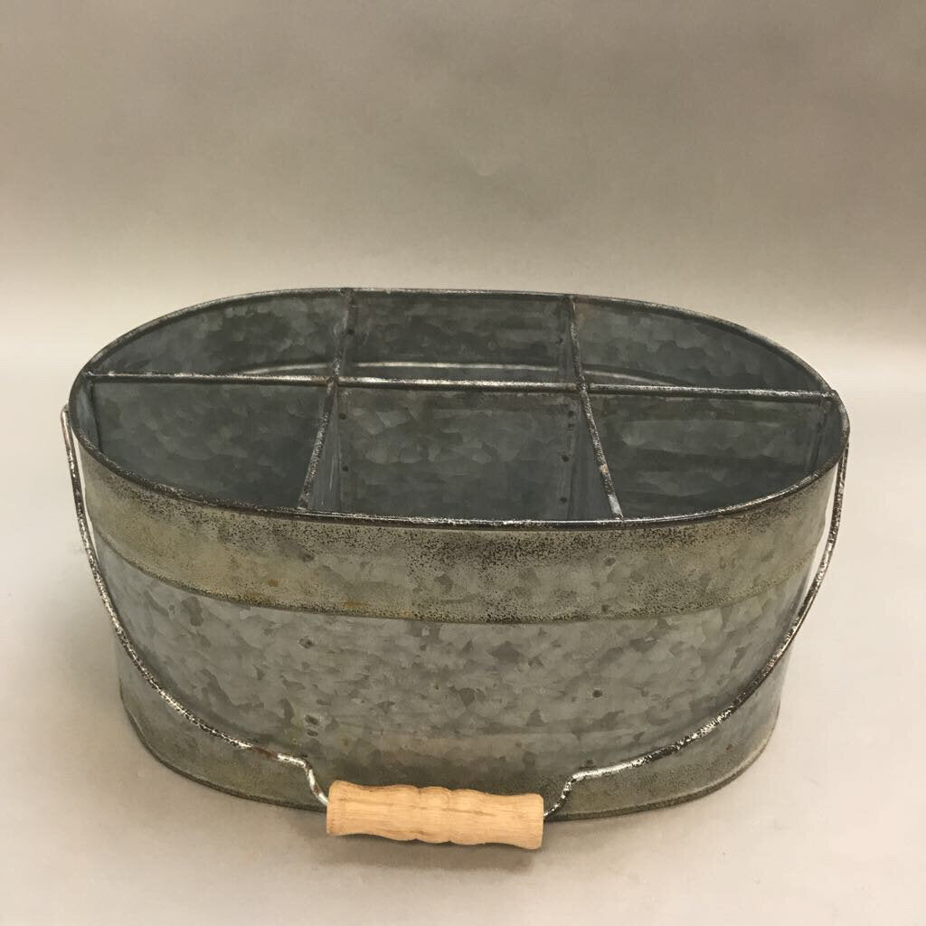 Galvanized Steel Look 6 Section Caddy