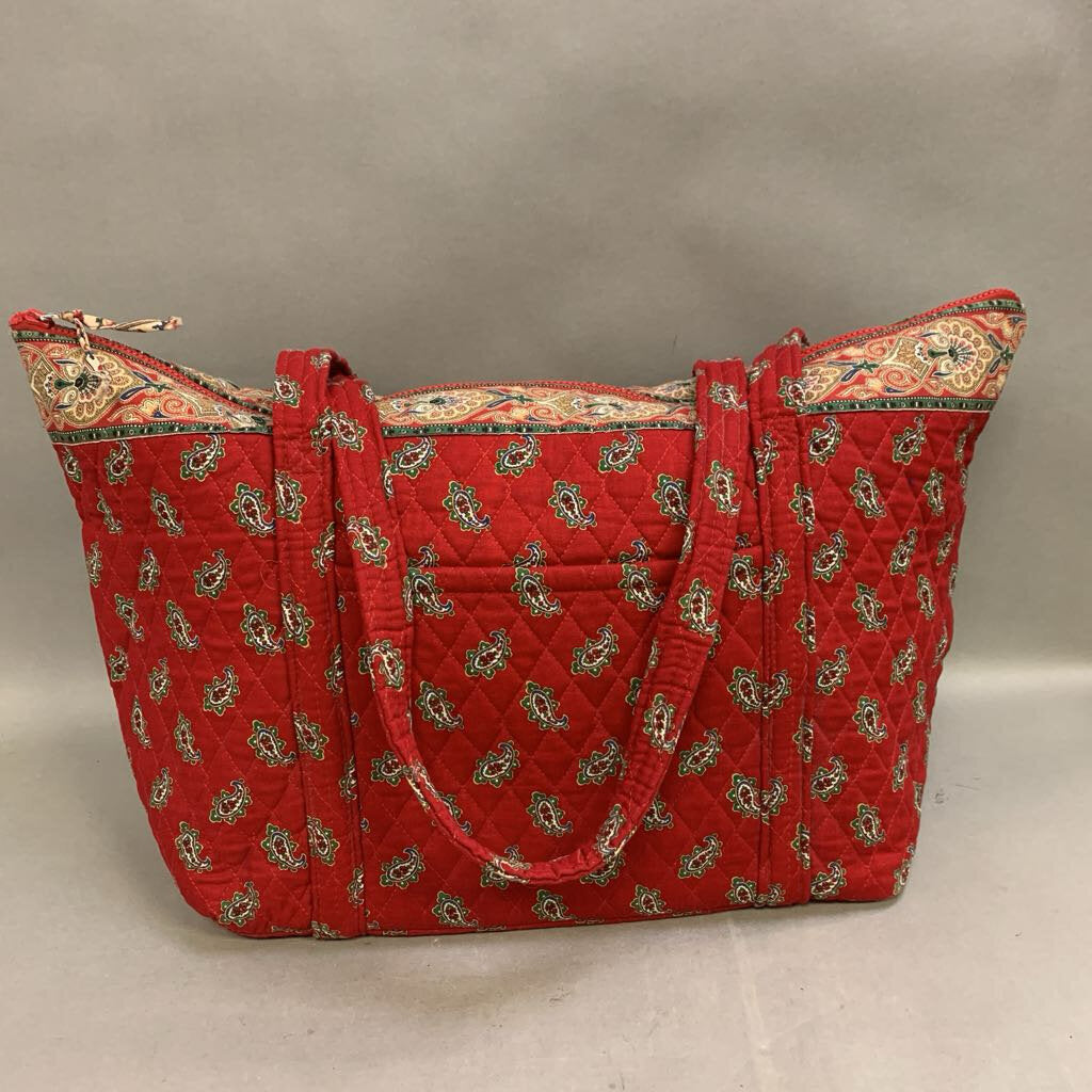 Vera Bradley Red Paisley Quilted Large Travel Tote w/ Garmet Bag (14x23x8