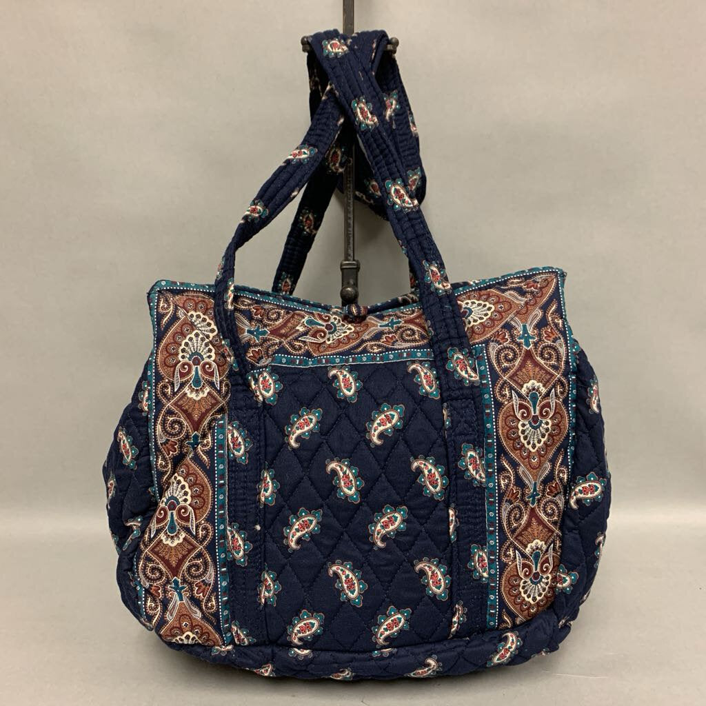 Vera Bradley Navy Print Quilted Shoulder Bag Purse (10x14x6