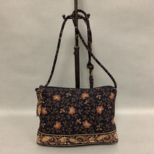 Load image into Gallery viewer, Vera Bradley Black &amp; Tan Print Quilted Crossbody Purse (7x10x2&quot;)
