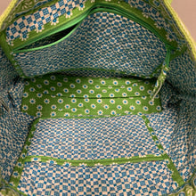 Load image into Gallery viewer, Vera Bradley Green &amp; Blue Print Quilted Small Tote Purse (9x15x4&quot;)
