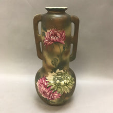 Load image into Gallery viewer, Vintage Pottery Hand Painted Flower Motif Double Handle Vase (12&quot;)
