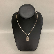 Load image into Gallery viewer, Lois Hill Sterling Granulated Scroll Rectangular Pendant Toggle Necklace (18&quot;)
