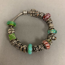 Load image into Gallery viewer, Authentic Pandora Bracelet Loaded w/ Pandora Brand Sterling &amp; Glass Charms (8&quot;)
