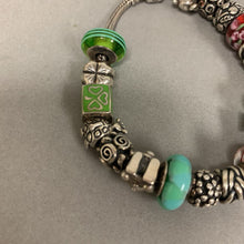 Load image into Gallery viewer, Authentic Pandora Bracelet Loaded w/ Pandora Brand Sterling &amp; Glass Charms (8&quot;)
