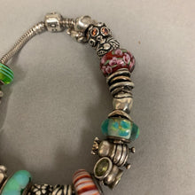 Load image into Gallery viewer, Authentic Pandora Bracelet Loaded w/ Pandora Brand Sterling &amp; Glass Charms (8&quot;)
