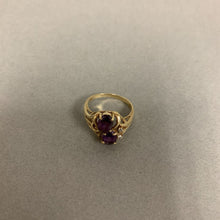 Load image into Gallery viewer, 14K Gold Amethyst Diamond Ring sz 5.5 (3.4g)
