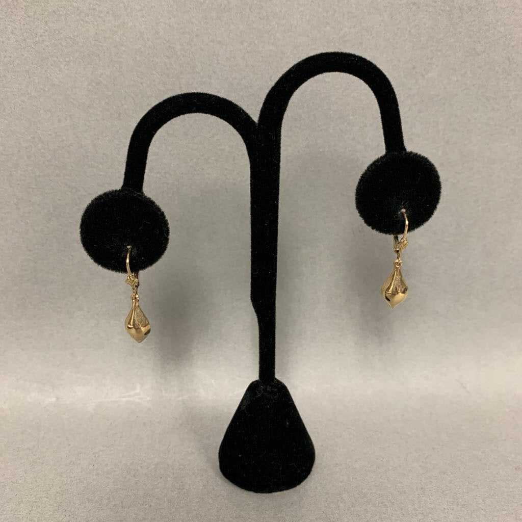 14K Gold Teardrop Dangle Earrings (1.4g)