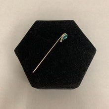 Load image into Gallery viewer, 10K Gold Aqua &amp; Clear Crystal 2.5&quot; Stick Pin (0.9g)
