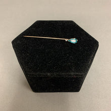 Load image into Gallery viewer, 10K Gold Aqua &amp; Clear Crystal 2.5&quot; Stick Pin (0.9g)
