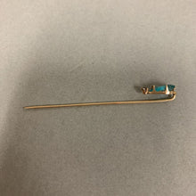 Load image into Gallery viewer, 10K Gold Aqua &amp; Clear Crystal 2.5&quot; Stick Pin (0.9g)
