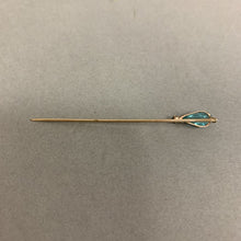 Load image into Gallery viewer, 10K Gold Aqua &amp; Clear Crystal 2.5&quot; Stick Pin (0.9g)
