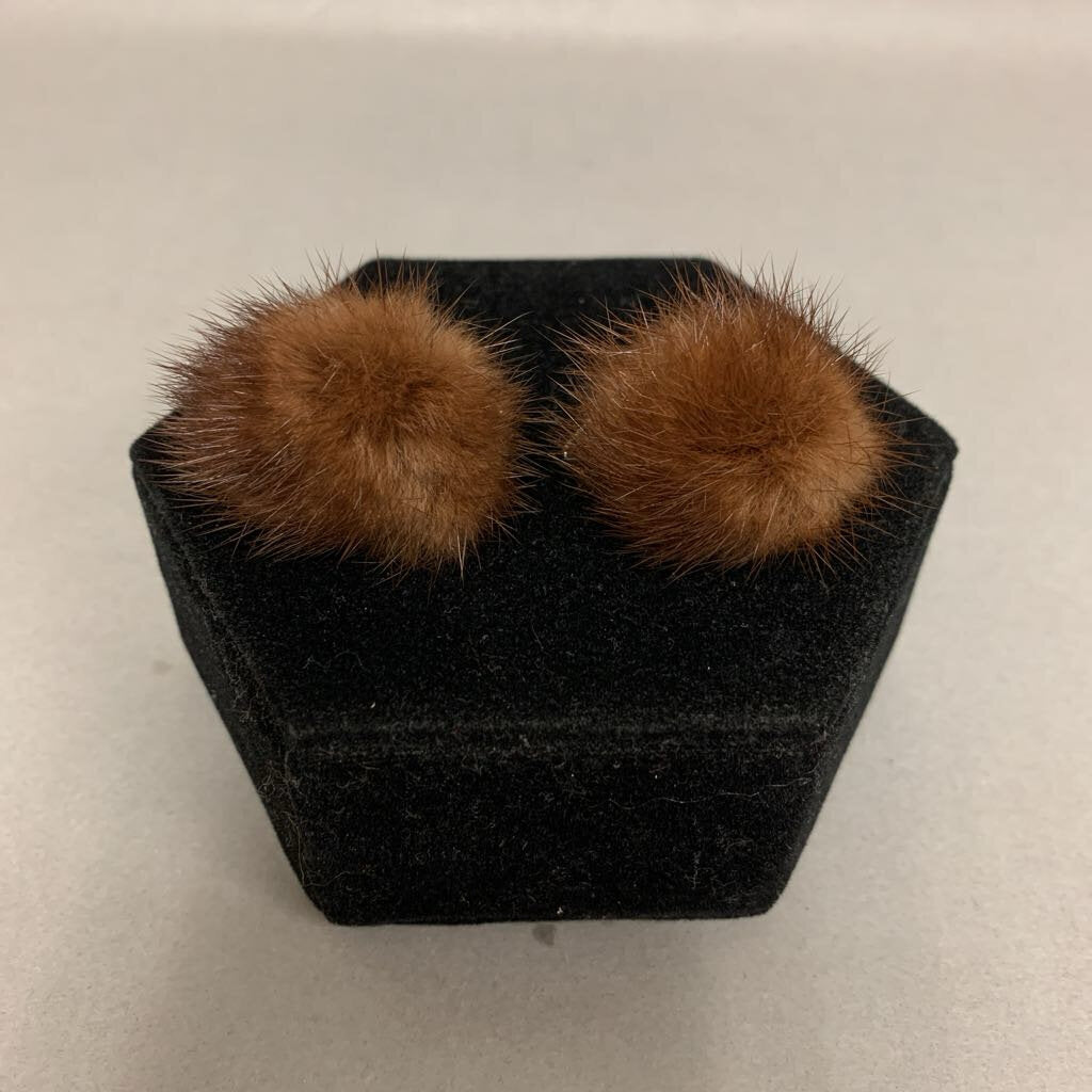 Vintage Brown Mink Fur Cufflinks (1