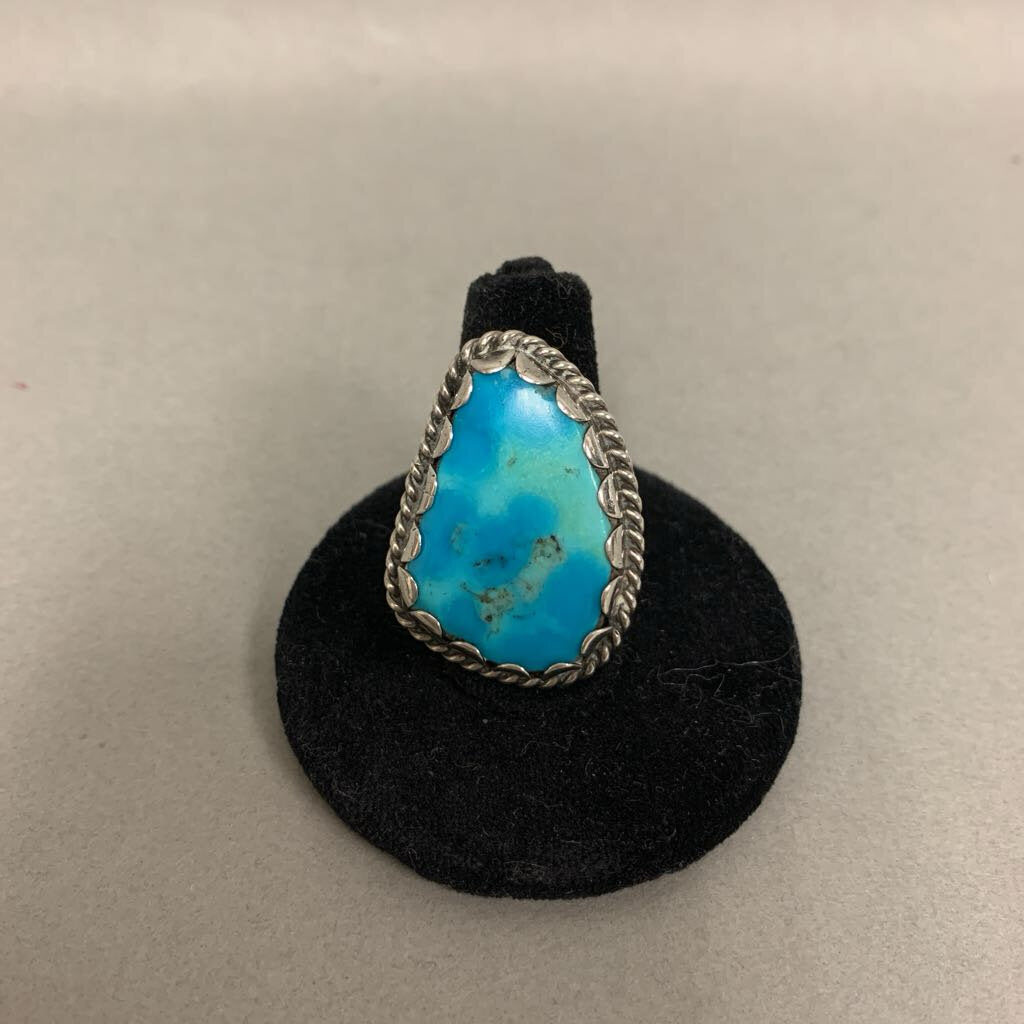 Old Pawn Vintage Sterling & Turquoise Ring 7 store