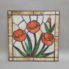 Load image into Gallery viewer, Stained Slag Glass Panel - Poppies (As-Is) (~12x12)
