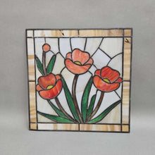 Load image into Gallery viewer, Stained Slag Glass Panel - Poppies (As-Is) (~12x12)
