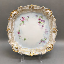 Load image into Gallery viewer, White Serving Platter / Square Plate, Gilded Trim &amp; Floral Pattern (11x11)
