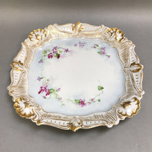 Load image into Gallery viewer, White Serving Platter / Square Plate, Gilded Trim &amp; Floral Pattern (11x11)
