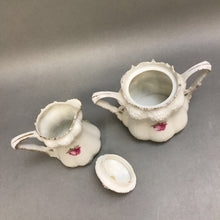 Load image into Gallery viewer, White / Rose Cream Pitcher &amp; Sugar Bowl (~5&quot;)
