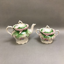 Load image into Gallery viewer, Green &amp; White Floral Cream Pitcher &amp; Sugar Bowl Set (As-Is) (~6&quot;)
