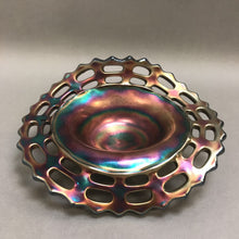 Load image into Gallery viewer, Vintage Fenton Blue Carnival Glass Basketweave Open Edge Bowl (6&quot;)
