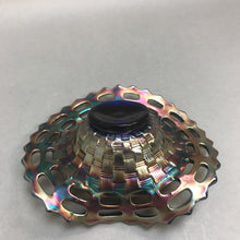 Load image into Gallery viewer, Vintage Fenton Blue Carnival Glass Basketweave Open Edge Bowl (6&quot;)
