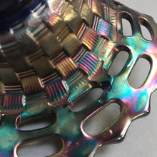 Load image into Gallery viewer, Vintage Fenton Blue Carnival Glass Basketweave Open Edge Bowl (6&quot;)
