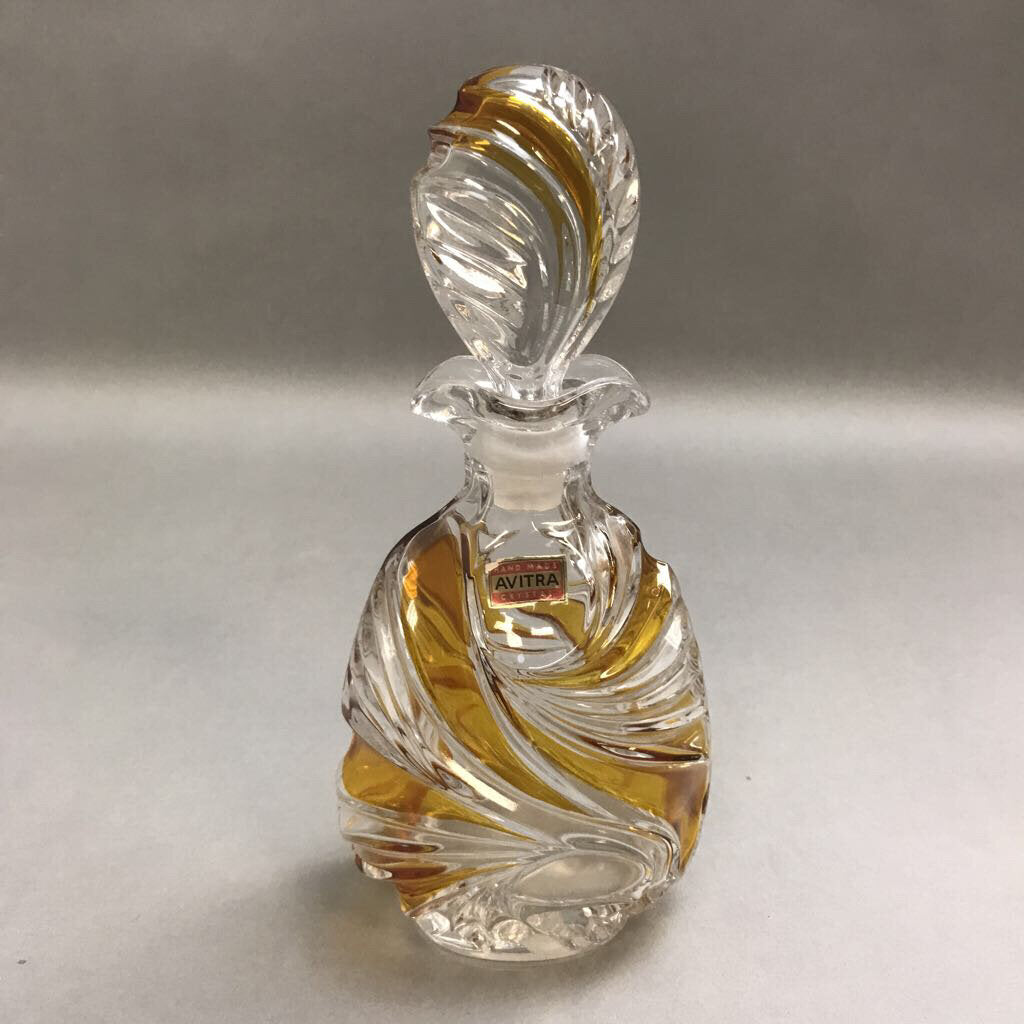 Vintage Avitra Crystal Decanter w Yellow