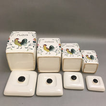 Load image into Gallery viewer, Vintage Ceramic 4 Canister Set Roosters As Is (8pcs)
