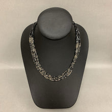 Load image into Gallery viewer, Layered Gunmetal &amp; Clear Seed Bead Necklace &amp; Earrings Set (16&quot;)
